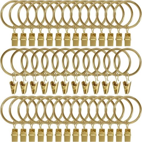 Paquete de 40 pinzas metálicas doradas para cortinas con anillas y ganchos. (1/5)