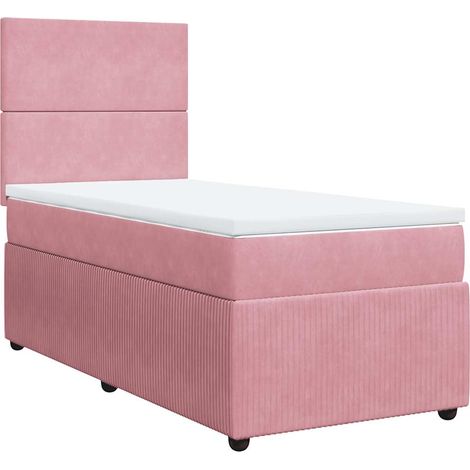 Maison Exclusive - Cama box spring con colchón terciopelo rosa 10