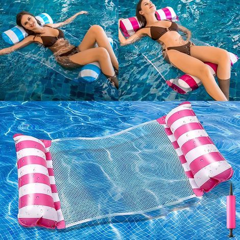 2 Pièces Hamac Piscine Filet, 4 in 1 Bouée Piscine Adulte, Matelas Piscine Filet, Hamac Matelas Piscine Gonflable, Hamac de Piscine, Hamac Gonflable Piscine pour Les Vacances à la Plage (1/3)
