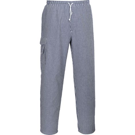 Pantalón de chef Chester Abertura por cremallera oculta Unisex PORTWEST C078 XL Cuadros Vichi Azul