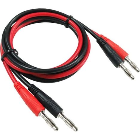 2Pcs P1041 4mm fiche Banane à fiche Banane multimètre cable de Test électronique rallonge de Test - Rouge + Noir (1/5)
