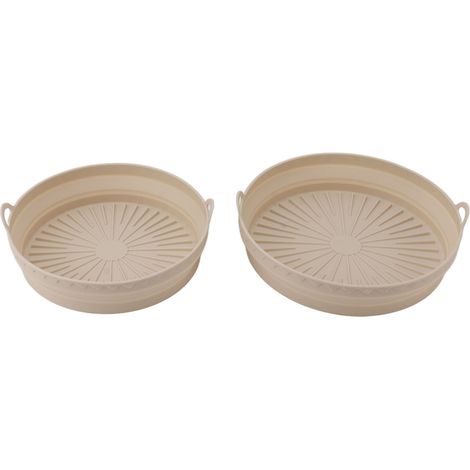 2 Stück Silikon-Fritteusen-Einsätze, faltbar, wiederverwendbar, beige (1/5)