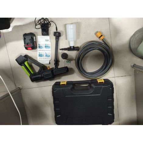 Decdeal Schnurloses Druckscheibe 6in1 Düse Handheld Car 3-Gang einstellbares Wasserausgang LED-Licht-Batterieanzeige für Bewässerung von Anlagen, Reinigungsfahrzeugen, Zäunen, Straßen und Wänden, EU-S