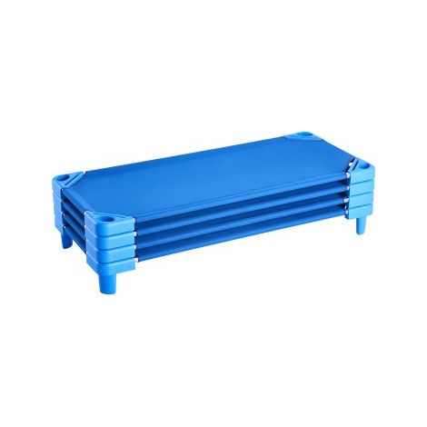 Cuna Apilable para Niños 4 Piezas Cuna Portátil para Siesta de Niños 130x57 cm Cunas para Guardería para Niños Camas para Guardería en Aulas Preescolares para Dormir, Descansar, Siestas, Azul (1/5)