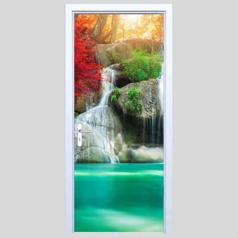 Türsticker „Waldwasserfall“ aus Stoff 313PD