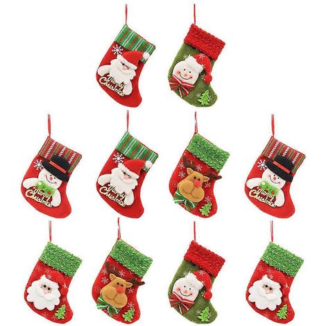 lot de 10 bas de Noël, décorations pour sapin et sacs cadeaux multi-usages-16x10x1cm (1/3)