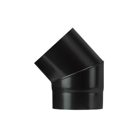 Curva gomito 45o in acciaio porcellanato pesante nero   13 cm per stufa a legna sp. 1,2 mm resistente alte temperature
