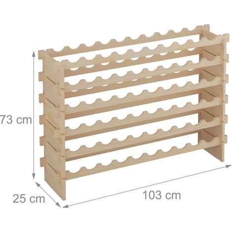 Botellero modular apilable almacenamiento para 60 botellas 73 x 103 x 25 cm de madera natural 130016432 (1/3)