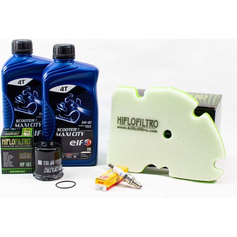 Kit Révision Filtres Bougies pour PIAGGIO MP3 125 de 2007 à 2008 - ELF SCOOTER 4 MAXI CITY 5w40 2L