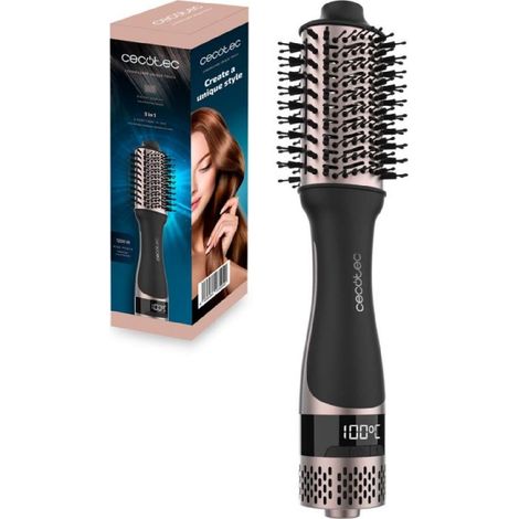 Cecotec Brosse à Air avec Écran Ceramic Care Unique Touch. 1200W, Sèche, Démêle, Lisse, Donne du Volume et Façonne