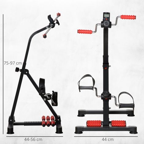 Vélo d’entraînement à pédales pour seniors Mini Bike Gym réglable en hauteur et longueur avec sangle de fixation à l’écran LCD à poignée