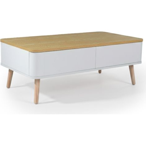 Table basse scandinave Bergen Blanc et Bois