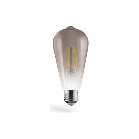 Ampoule filament LED - Piston Edison vintage - E27 - 6W 430 lm - Verre teinté fumé blanc chaud