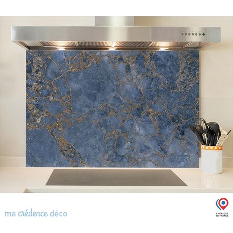 Fond de hotte : Mabre azurra di Carrare - Verre trempé - 90 cm - 60 cm (1/5)