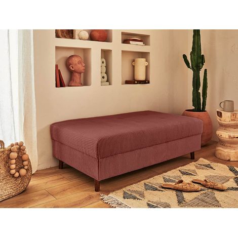 Lisa Design – Pouf modulable en velours côtelé terracotta – Assise mousse polyuréthane 30Kg/m3 – Dimensions L118 x H40 x P73 cm – Fabrication Europe