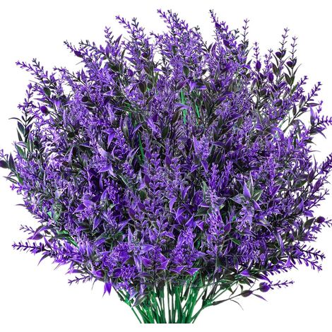 APEX Fleurs de Lavande Artificielles,Bouquet Fleur Artificielle Decor, Fausse Plantes Artificielles pour Extérieur Mariage - 9 Pcs/Violet (1/5)