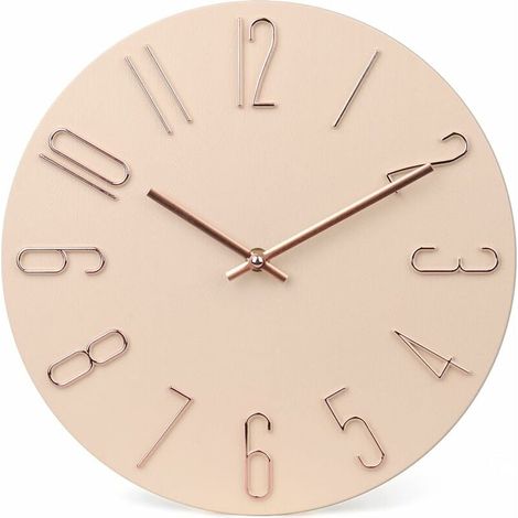 Uhr Moderne Wanduhr, 30 cm, leise, nicht tickend, batteriebetrieben, Wanduhren aus Holz – Beige