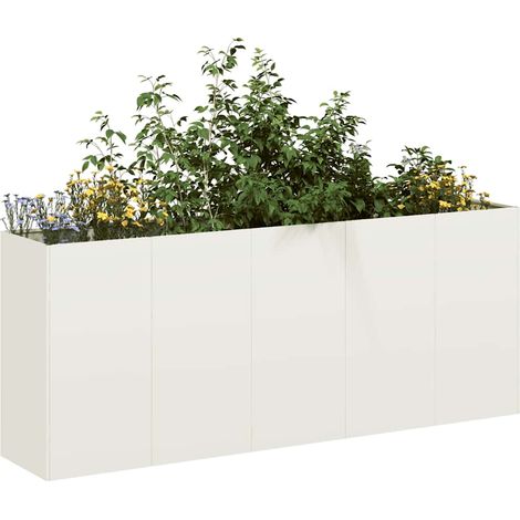 Jardinière blanc 200x40x80 cm acier laminé à froid