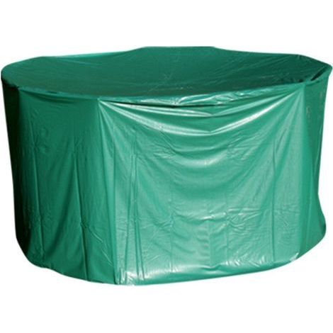 Housse de protection en PVC ultra résistant pour table ronde de jardin – Dimensions 120cm hauteur, 184cm diamètre – Cordelette de serrage (1/4)