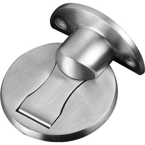 Magnetic Door Stop, Brushed Satin Nickel, Invisible Magnetic Closure, with Adhesive, Stainless Steel, Silver (1/5)