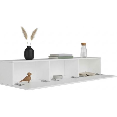Mueble para TV Saonara, 3 Puertas, 3 Compartimentos, Apertura Abatible, 150x32x30h cm Blanco