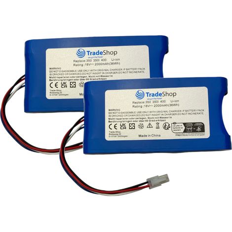 2x Trade-Shop Li-Ion Akku 18V / 2000mAh kompatibel mit Yard Force Compact 280R 400Ri 400RiS, EasyMow 260B ersetzt GMBE-SP10283, GMBE-SP11571 (1/2)