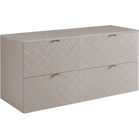 Rodan Waschbeckenunterschrank 120 cm, Beige Matt, 46 x 120 x 62,3 cm, mit beiger Waschtischplatte, feuchtraumgeeignet, Badmöbel Unterschrank