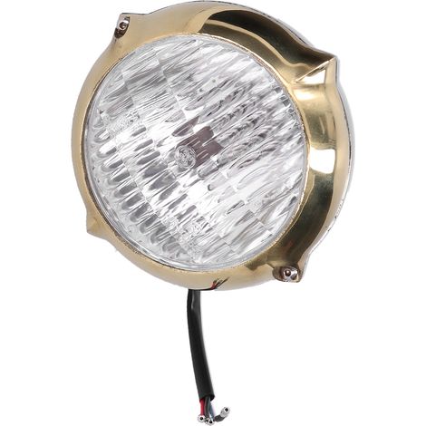 Phare Moto Rond 4 pouces 12V Lentille Transparente Cerclage Doré Poli Cache Inférieur Argenté Universel pour Moto Rétro (1/5)