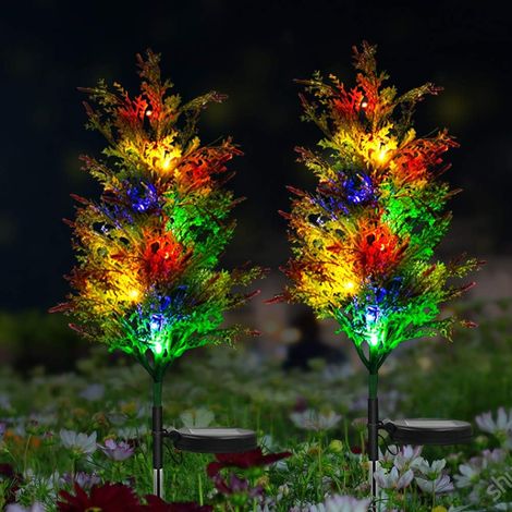 Lot de 2 lampes solaires de jardin à LED multicolores en forme de lys, idéales pour décorer jardin, terrasse, cour et terrasse. (1/5)