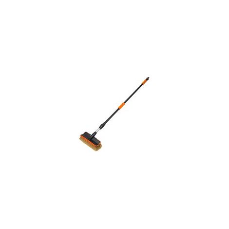 Cepillo de lavado para coche, telescópico, modelo Soft 150–250 cm, limpieza de vehículos, cerdas suaves, válvula de cierre, cabezal de doble superficie, mango extensible