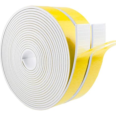 2 Rouleaux Joint Isolation, Mousse Caoutchouc Adhésive 25mm x 3mm x 6m, Étanchéité Air Bruit Froid, Pour Porte Fenêtre