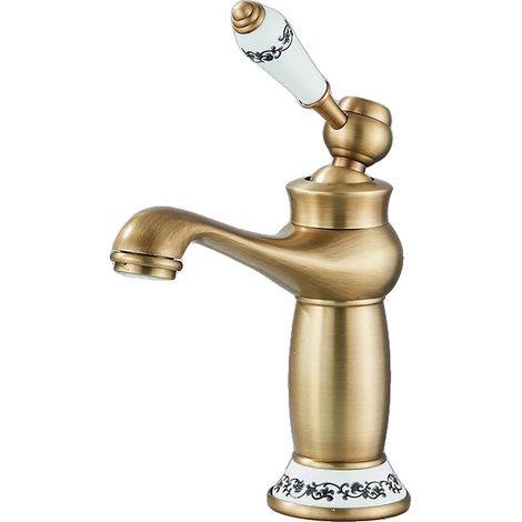Rubinetto monocomando per lavabo, miscelatore acqua calda e fredda, ottone anticato A (1/2)