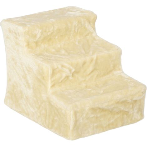 Scaletta per cani, 3 gradini, 35 cm, con aspetto morbido, scaletta per gatti per letto, divano, gatti fino a 4,5 kg, beige, disponibile in loco. (1/5)