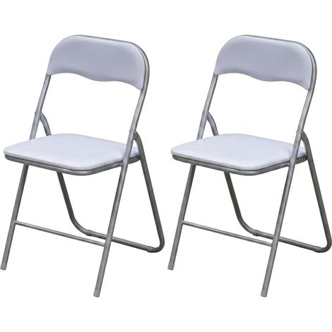 Set 2 Sedie Pieghevoli Salvaspazio PVC per Cucina Ospiti 80x44x48 cm Bianco