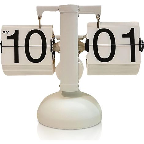 Balance vintage, horloge tournante automatique, salon, bureau, horloge de table, artisanat, alimenté par batterie, format 24 heures (blanc) (1/5)