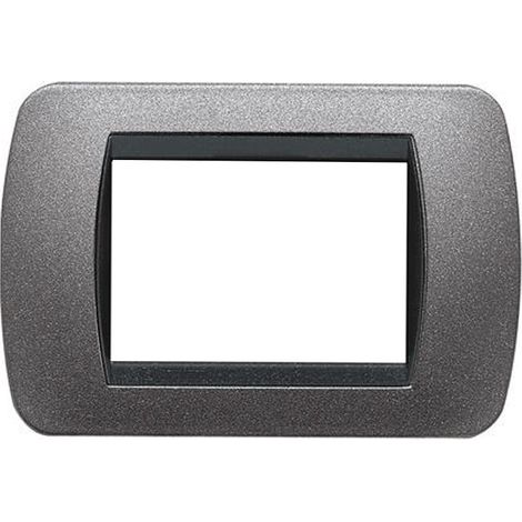 Placca Livinglight Bticino 3 moduli tonda in metallo finitura grafite