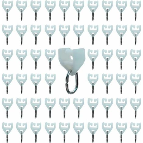 Rouleaux de Rail de Rideau-80 pièces Rail Extérieur Crochet de Rideau Rail Glisseur Rail,Rideau Poulie à Rideaux en Plastique(Blanc) (1/4)