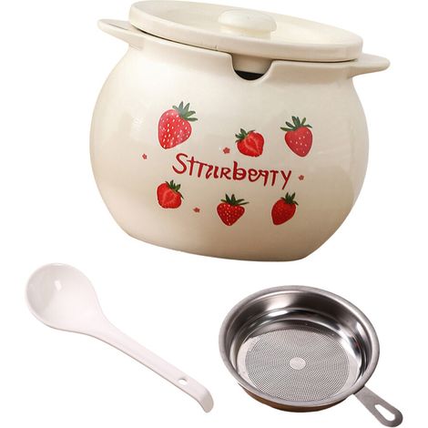 Grande contenitore in ceramica per olio - Vasetto per strutto a forma di fragola