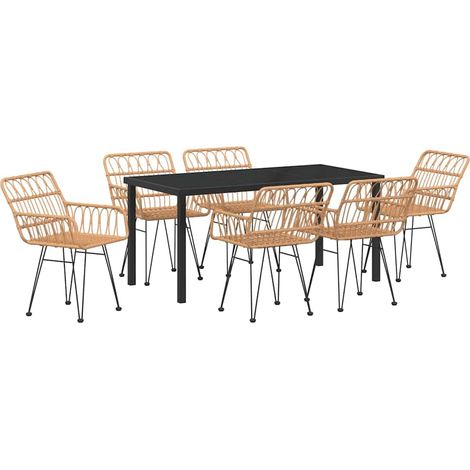 Maison Exclusive - Set da Pranzo per Giardino 7 pcs Marrone (1/5)