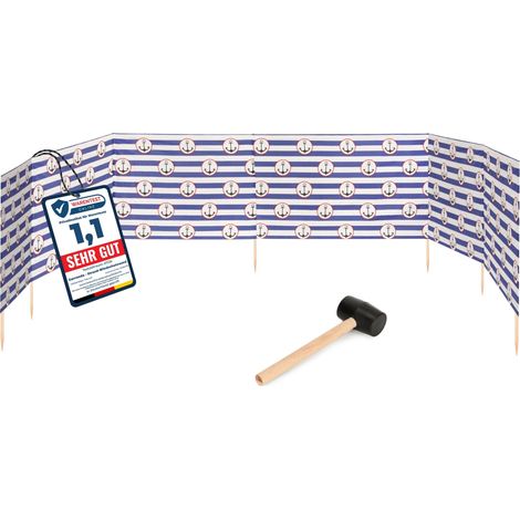 Garronda Strand Windschutz Sichtschutz 8m lang Plus Gummihammer GAEX001 (Streifen/Anker-2, 8 m) (1/5)