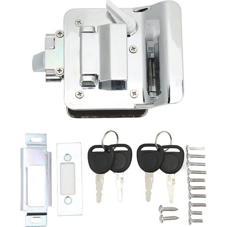 Serrure de Porte de Camping-car, Loquet de Porte de Remorque, Serrure de Camping-car en Alliage d'aluminium de dureté pour Remorque de Voyage, (Placage Cr) (1/5)
