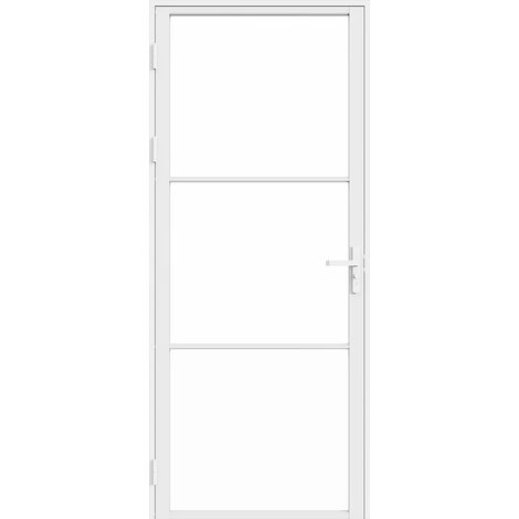 Bloc porte réversible en aluminium et verre trempé - H204 x L83 cm - Blanc - MASERU (1/5)