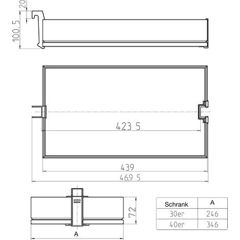 DISPENSA-X anthrazit für Korpusbreite 300 mm, Korpusinnenhöhe 1600 - 2000 mm Apothekerauszug 100 kg Tragkraft mit ARENA pure Tablaren / Kesseböhmer (1/4)