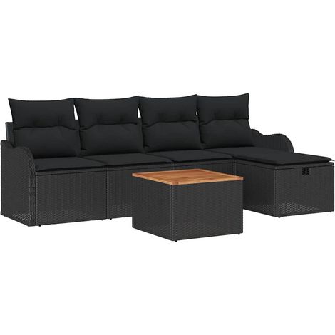 Maison Exclusive - Set Divano da Giardino con cuscino 6 pcs Nero polyrattan