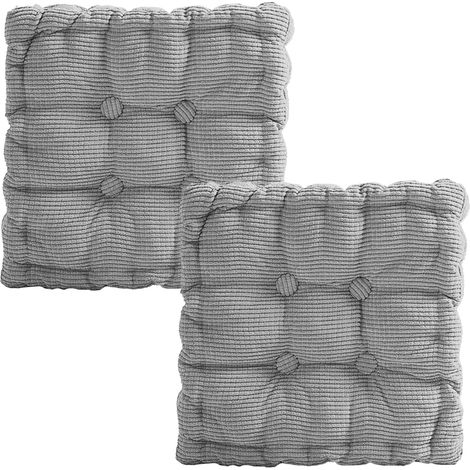 Lot de 2 coussins de chaise - 40 x 40 cm - Pour salle à manger, salon, bureau, balcon - Carré - Gris clair (1/5)