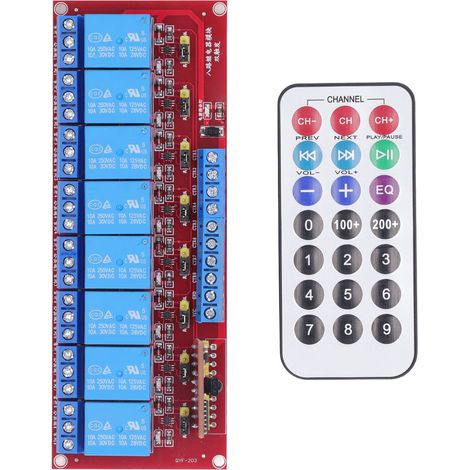 Universal-Infrarot-Relaisempfängerplatine, 10 A, sicherer 8-Wege-Fernbedienungsschalter, Motor-Licht-Tür-DIY-Funksteuerung, 5 V (1/5)