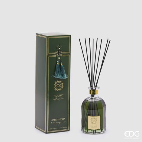 EDG, PROFUMATORE IN BOTTIGLIA CON BASTONCINI CLASSIC Ø8,5XH16CM 500ML FRAGRANZA VERDE UTOPIA, NATALE, CASA (1/2)