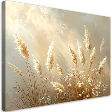 Bild auf Leinwand Graspflanzen Natur im Boho-Stil beige 45x30 (1/5)