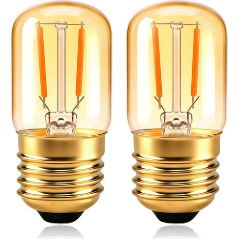 Ampoule Edison E27 Vintage, 1W LED Filament Equivalent 10W-15W Incandescence, Verre Ambré Blanc Chaud 2200K, Mini Rétro T28 E27 Ampoule Veilleuse Décorative, AC 230V, Non-Dimmable, Lot de 2 [Classe én (1/5)
