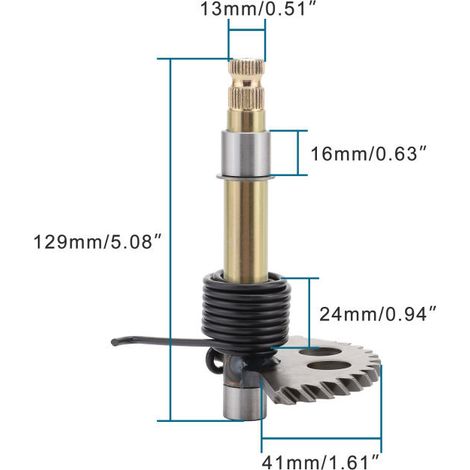Arbre de démarreur GY6 150 129 mm, pignon de démarreur de moto, démarreur à pied, pignon combiné d'allumage, pignon de secteur. (1/4)